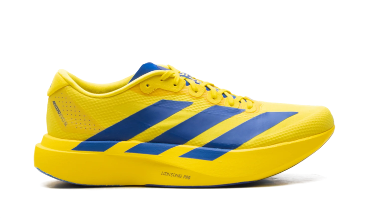 Adidas Yellow & Blue Low-Top Three-Stripe Sneakers