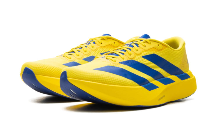 Adidas Yellow & Blue Low-Top Three-Stripe Sneakers