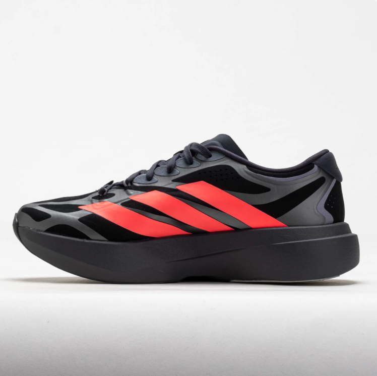 Adidas Black & Coral Red Low-Top Three-Stripe Sneakers