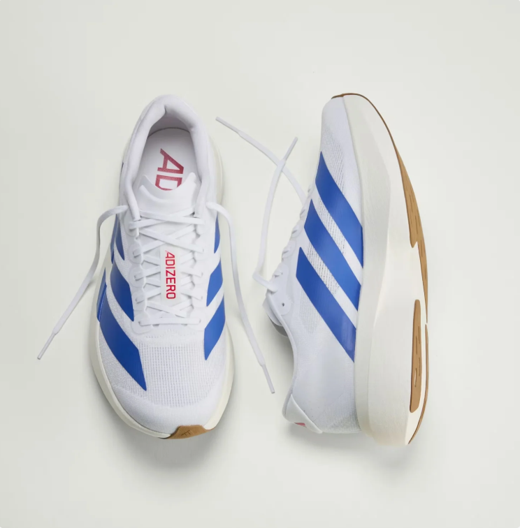 Adidas White & Blue Low-Top Mesh Sneakers